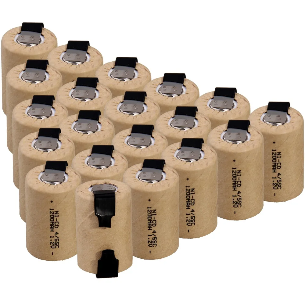 20 шт. 4/5SC 1200 мА/ч, 1,2 v батарея-гидридных и никель-кадмиевых типов аккумуляторов аккумуляторные батареи для makita bosch B& D Hitachi metabo dewalt электроинструменты