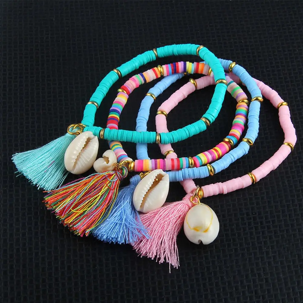 

Fashion Bohemia Colourful Shell Tassel Soft Pottery Bracelets Ethnic Style Woman Jewelry Accessories Bracelets