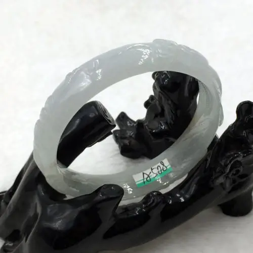 

02049 Hand-carved Certified Grade A Natural Green Jadeite Jade Bracelet Bangle