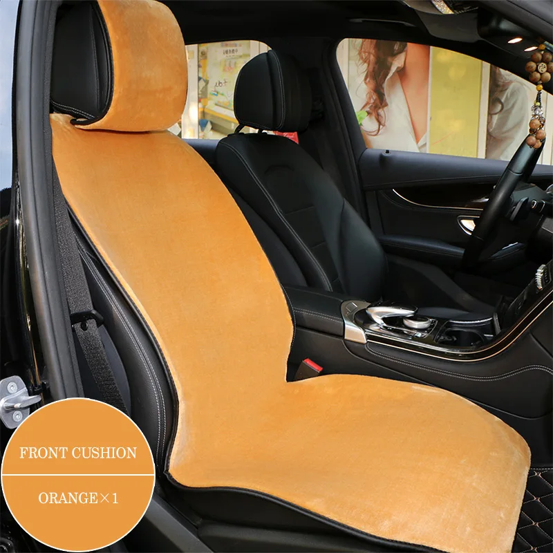 1 шт., короткий плюшевый чехол для сиденья автомобиля, передняя зимняя искусственная шерсть, подушка для автомобильного сиденья, удобная теплая Автомобильная накидка - Название цвета: 1 Front-Orange
