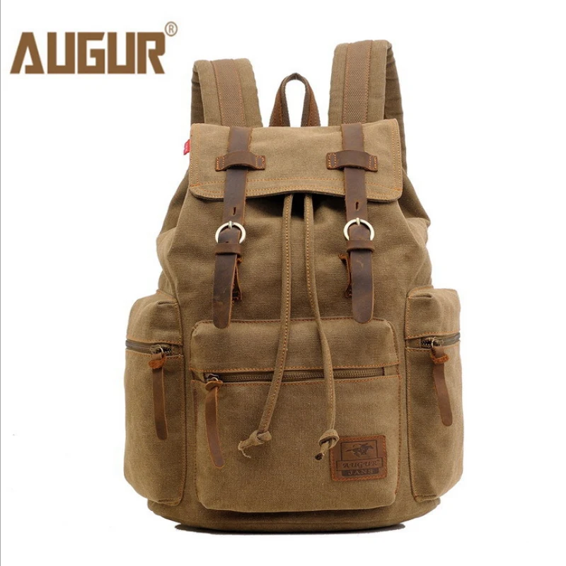 AUGUR Crazy Horse винтажная прочная ткань Mochila мужской рюкзак школьные сумки для