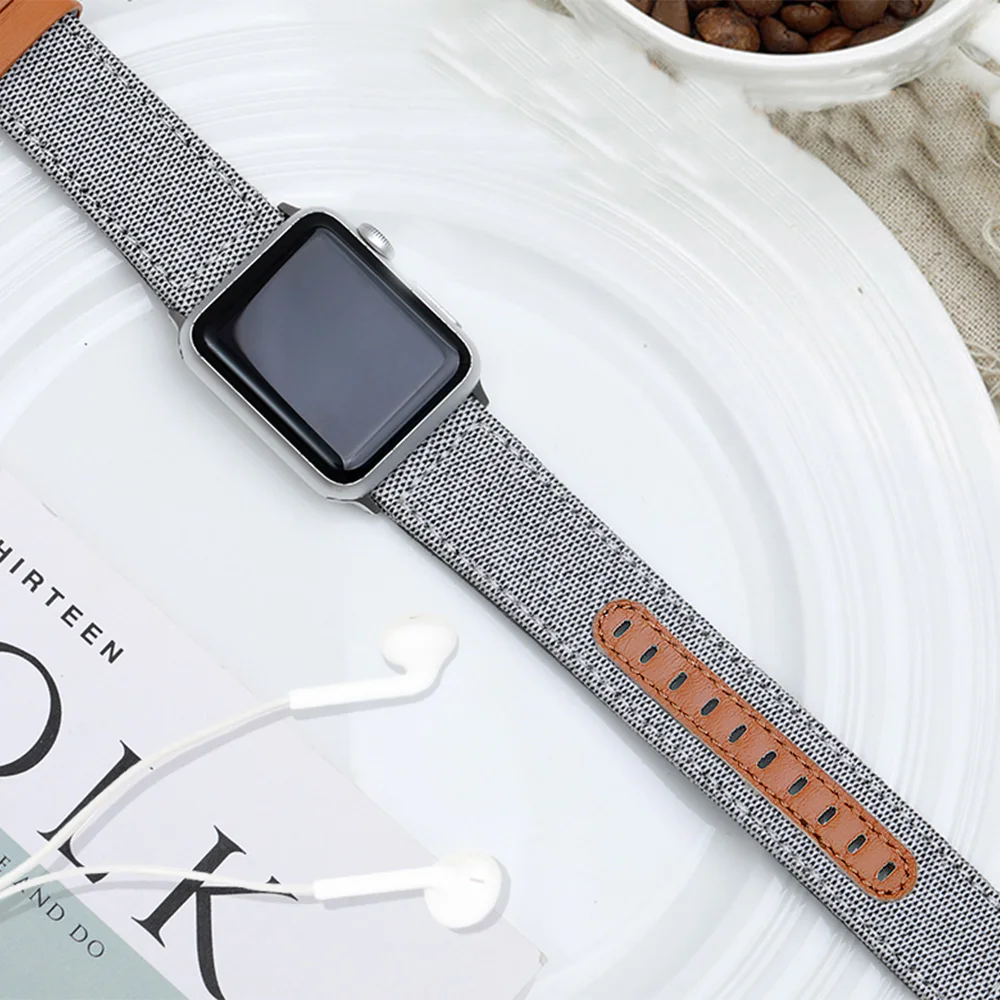 Браслет для apple watch серии 4 3 2 1 Сменный ремень iwatch холст с классической пряжкой