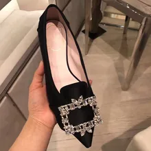Весна-осень Модная обувь со стразами обувь на плоской подошве с острым носком со стразами на плоской подошве без шнуровки туфли лодочки, Лоферы женские модельные сандалии