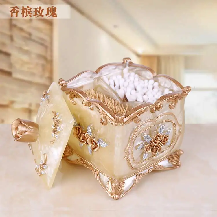 

European Double Box Cotton Swab Tube Toothpick Box Multifunctional Cotton Pad Storage Box Automatic Press Toothpick Box