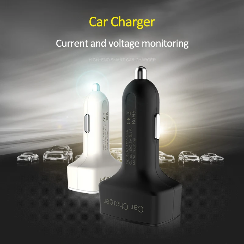 

Dual USB Charger DC5V Universal 4 In 1 Car with Voltage/Temperature/Current Meter Tester Adapter Digital LED Display Car Charger