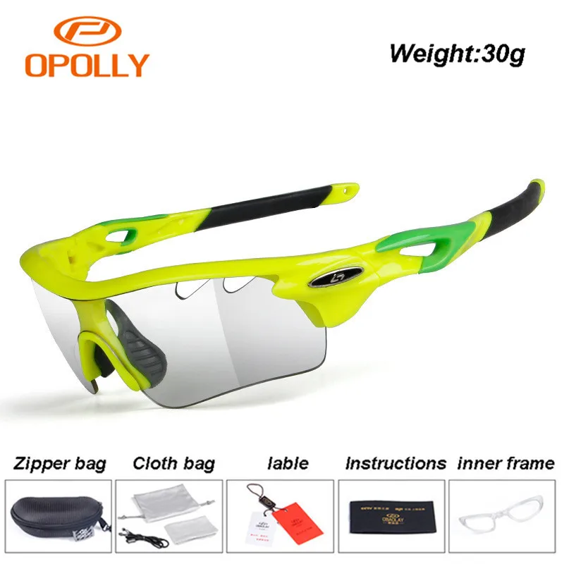 Светильник 30 г фотохромные велосипедные солнцезащитные очки Обесцвечивающие очки для верховой езды, рыбалки, велосипедные солнцезащитные очки UV400 Солнцезащитные очки - Цвет: fluo green