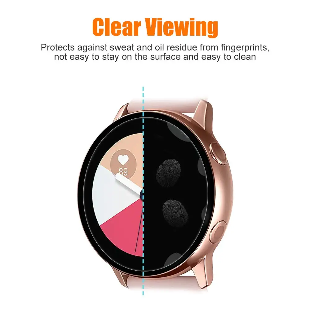 2pcs Ultra-thin Protective Film for Samsung Watch Active 2 40mm 44mm Soft 3D Round Edge Screen Protector Cover Band