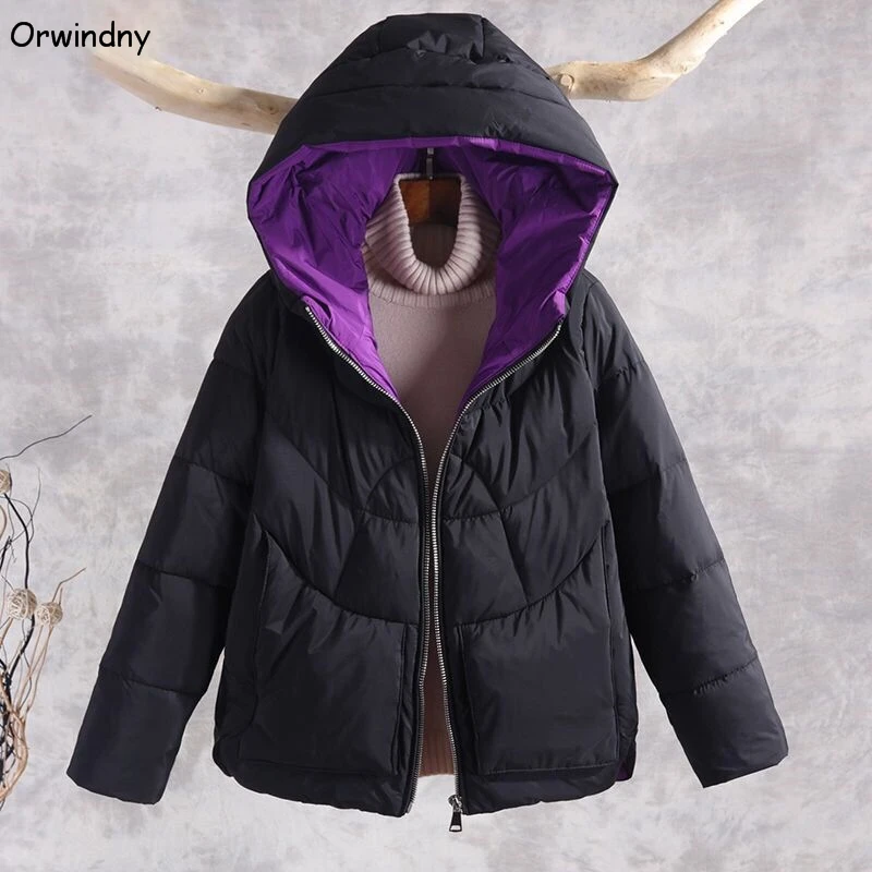 

Orwindny Autumn And Winter Coat Women Short Hooded Female Jacket Cotton Padded Jacket For Students S-2XL Parkas casaco feminino