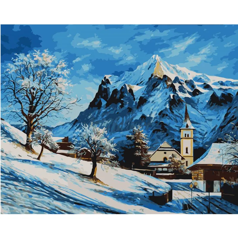 

Snow Mountain Fortress Hand Made Paint High Quality Canvas Beautiful Painting By Numbers Surprise Gift Great Accomplishment