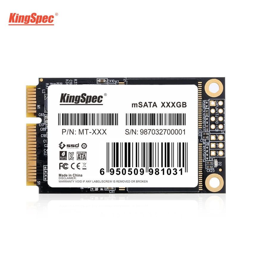 Жесткий диск KingSpec Mini mSATA SATA III SSD 120 ГБ/128 ГБ Твердотельный внутренний для ноутбука