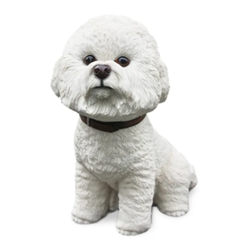 Фигурка милого щенка Bichon Frise имитация животного Оригинальная фигурка для