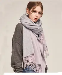 100% чистая шерсть двухсторонний шарф Для женщин платки и палантины для дамы пашмины теплый глушитель шейный платок кисточкой Зимняя