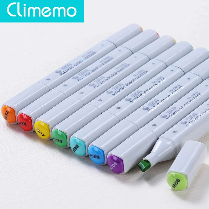 

Climemo 6pcs/lots art marker, Oily double-headed marker pen art painting students design single color marker pen, wholesale