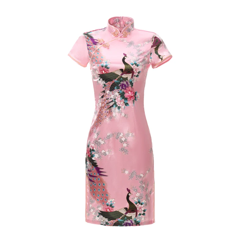 Sexy Slim Summer Ladies Short Cheongsam Large Size Chinese Style Dress Rayon Print Floral Stage Show Qipao 3XL 4XL 5XL 6XL chinese dress