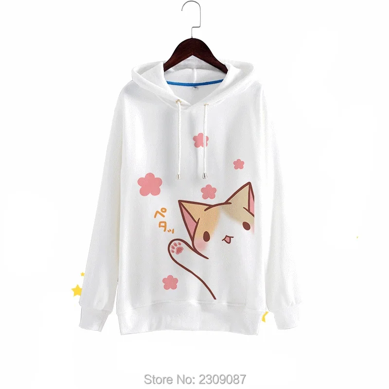 толстовка женская кофты худи толстовки женские Neko atsume японский kawaii смазливая cat