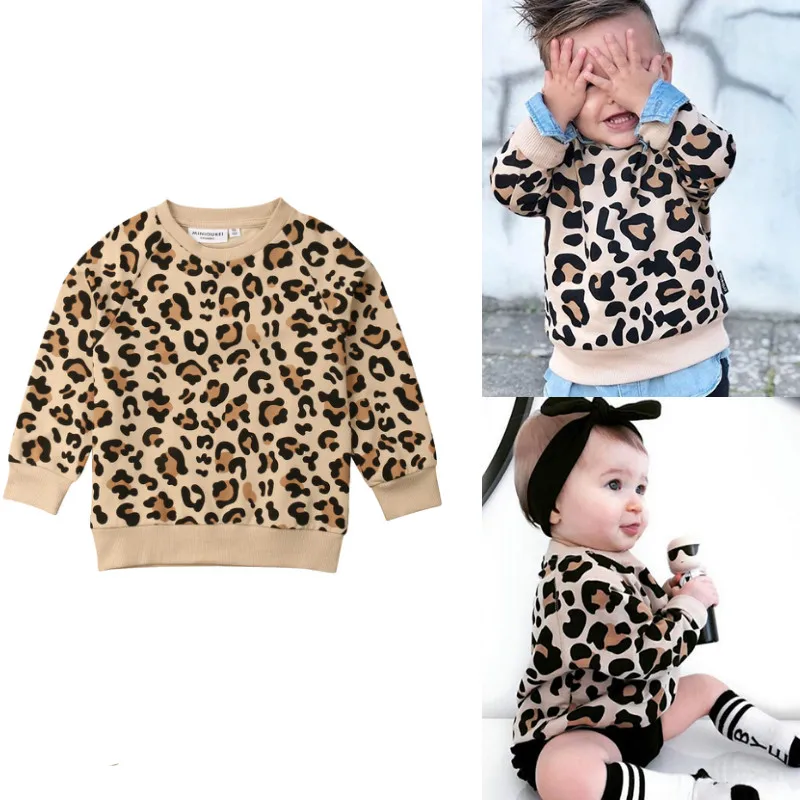 

2019 Autumn Kids Baby Boys Sweatshirts Leopard Print Hoodies Casual Long Sleeve Children's Tops Toddler Boy Clothes