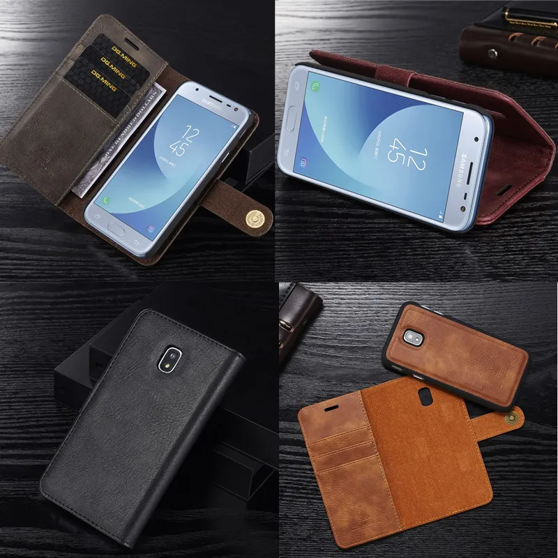 

Luxury Flip Wallet Case For Samsung J3 J5 J7 Pro 2017 Real Leather Card Slots Stand Cover For Galaxy S8 Plus Note8 A3 A5 A7 2017