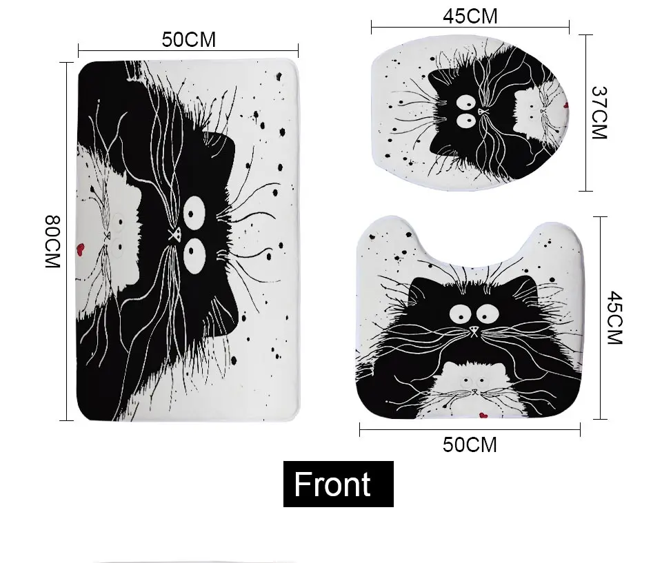 Miracille набор из 3 предметов, мягкий коралловый флисовый набор для унитаза, чехол для унитаза, мультяшный черный и белый Тоторо, теплый коврик для ванной