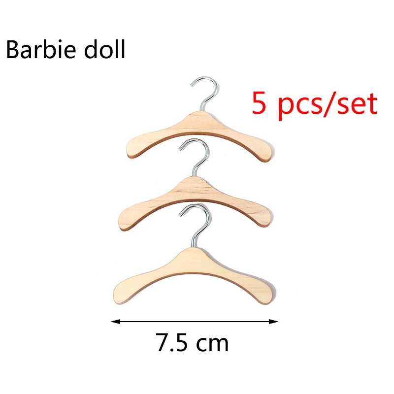 Кукольная одежда аксессуары 10 шт. деревянные вешалки 5 шт. подходит 18-дюймовые куклы и 43 см для ухода за ребенком для мам Одежда для маленьких мальчиков, 14,5-дюймов, куклы, Пижама для малышей Кукла Q20 - Цвет: 5 PCS Babie doll