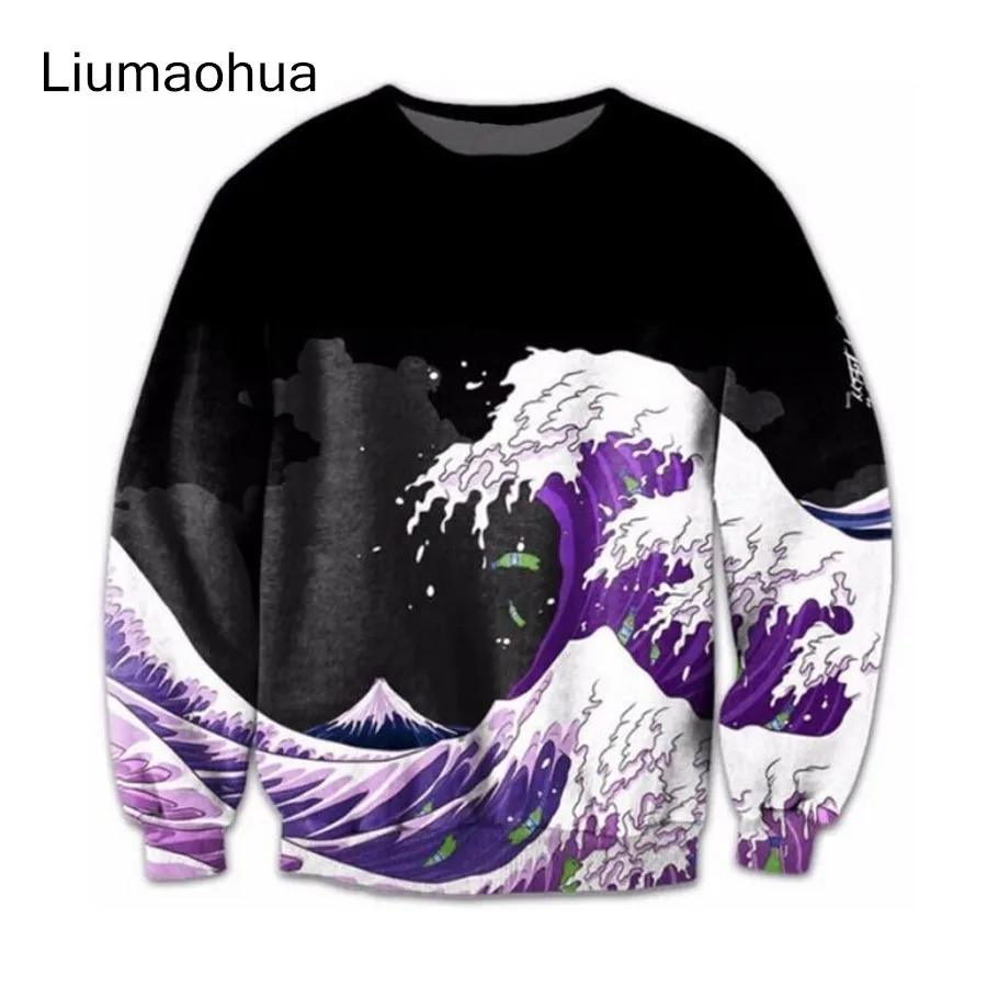 

Liumaohua2018 New Fashion Brand Clothing 3D Sweatshirt Men Women Hoodies Wave Printing Printed Pullover Sweatshirts S-5XL
