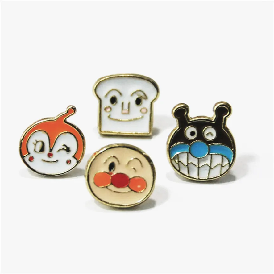 

Japanese Cartoon Anpanman Asymmetry Stud Earrings Hiphop Funny Anime Cute Novelty Accessories Summer Chic Alloy Woman brincos