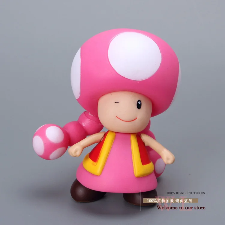 Free Shipping Super Mario Bros Figures Mushroom Toadette PVC Action Figure Model Toy Doll 3.5\