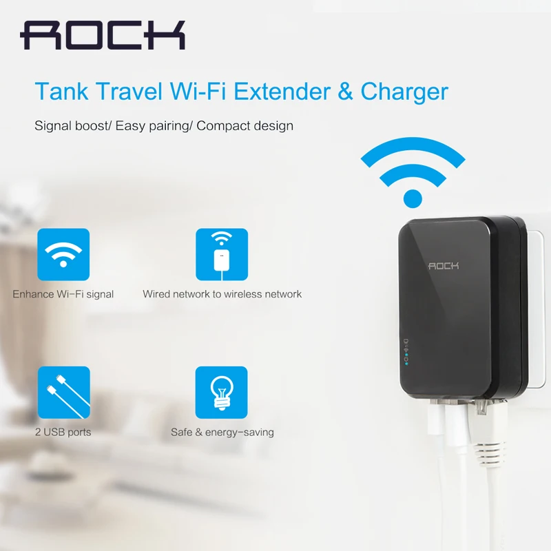 ROCK Tank Universal Wifi Extender &Charger Travel WI FI
