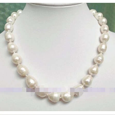 

shipping 10-13MM SOUTH SEA WHITE BAROQUE PEARL NECKLACE 17"AAA GH0ZY-YU