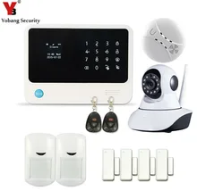 YobangSecurity Touch Screen Wireless WIFI Alarm System Safe House Alarm System with IP Camera 433mhz Smoke Detector Door Sensor