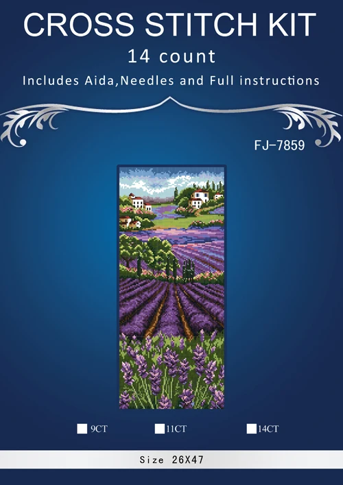 

oneroom Lavender fields home Decor counted14ct white canvas similar DMC Cross Stitch kits14ct needlework Set DIY embroidery