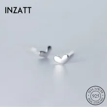 INZATT минималистичные милые серьги-гвоздики в виде маленького сердца, настоящее 925 пробы, серебро, для женщин, для помолвки, вечерние, модные ювелирные изделия, подарок