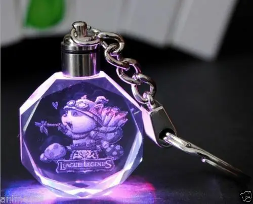 

LOL League of Legends Teemo Multicolor LED Crystal Keychain Keyring Pendant New Cosplay Prop