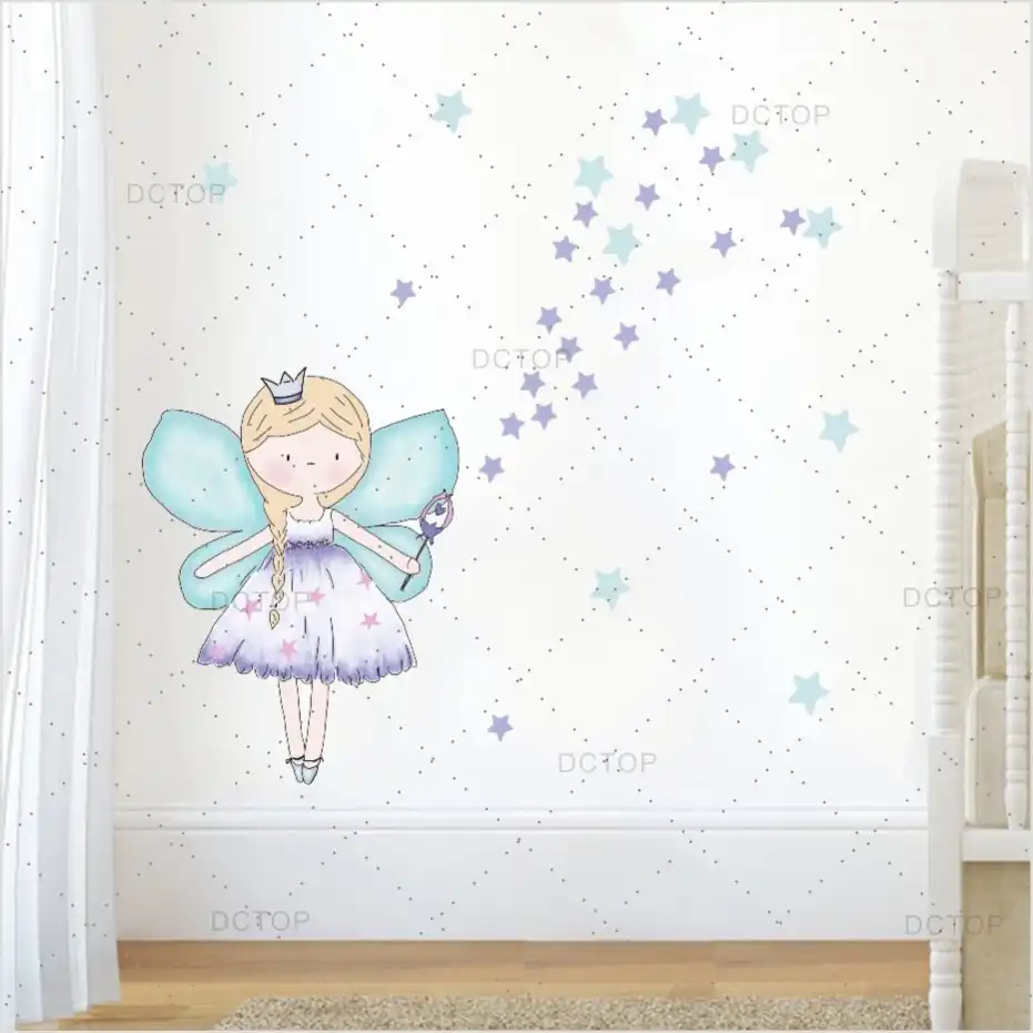 Hermoso Fariy Adhesivo De Colores Para Pared Para Dormitorio De