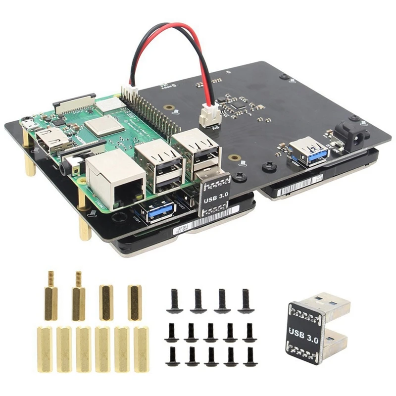 

For Raspberry Pi X822 Dual 2.5 Inch Sata Hdd/Ssd Shield,X822 Usb 3.0 Expansion Board Module For Raspberry Pi 3 Model B+(Plus)/