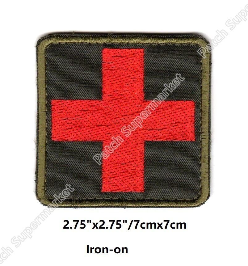 2.75" Army Combat Tactical Medic First Aid Patches Iron On Olive Red Cross Paramedic |