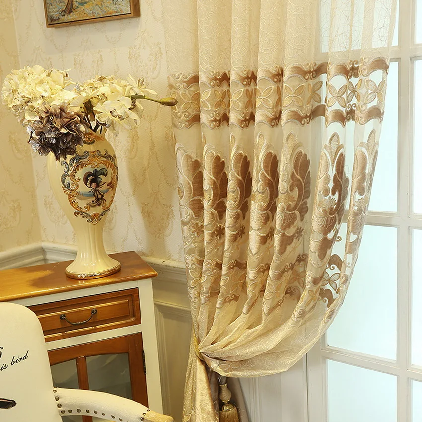 Европейский роскошный Птичье гнездо вышитая вуаль занавеска ткань для гостиной прозрачная ткань окна спальни Cortinas M084#30