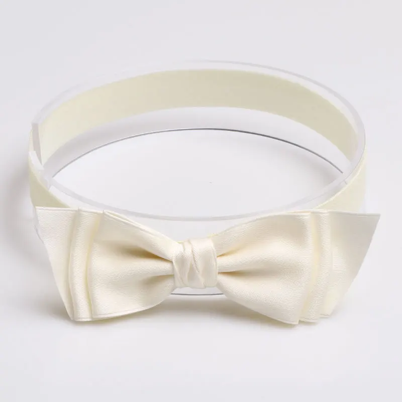 White headband 1 шт Высокое качество эластичные повязки на голову для детей девочек Шелковый бант лента для волос головная повязка, красного, розового, белого цвета, женские аксессуары для волос - Цвет: White headband