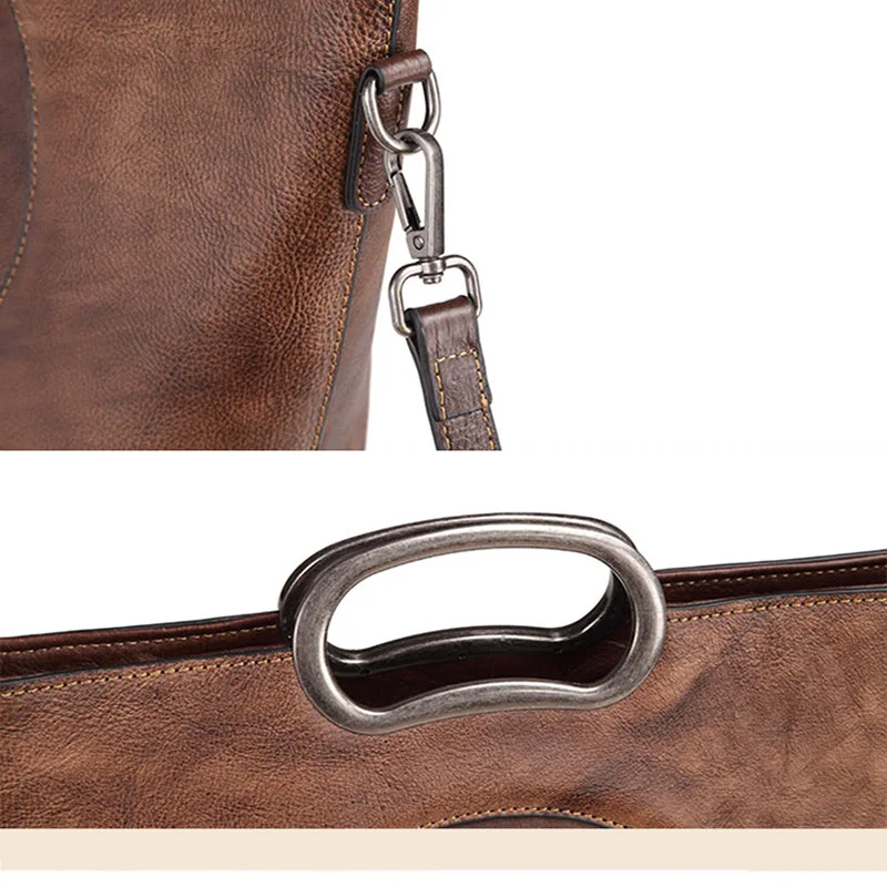 AETOO Leather women's handbag, retro shoulder oblique cross bag, casual women's bag, handmade wipe color lady postman bag