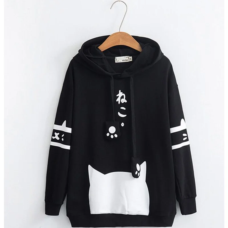 Милые толстовки с капюшоном Neko Atsume в стиле Харадзюку, Лолита ...