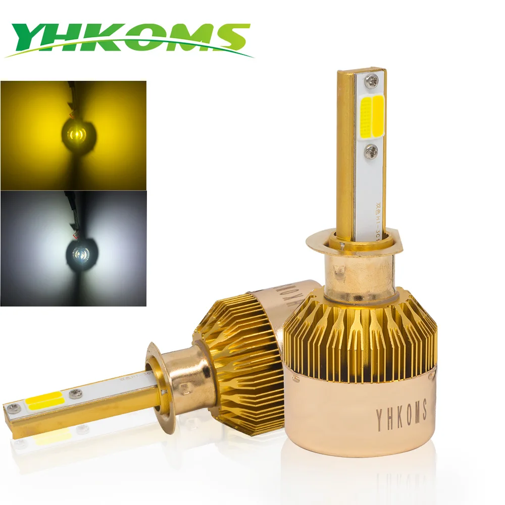 YHKOMS H1 светодиодный H3 H4 H7 H8 H9 H11 9005 HB3 9006 HB4 880 881 H27 9012 3000K 6000K белый желтый