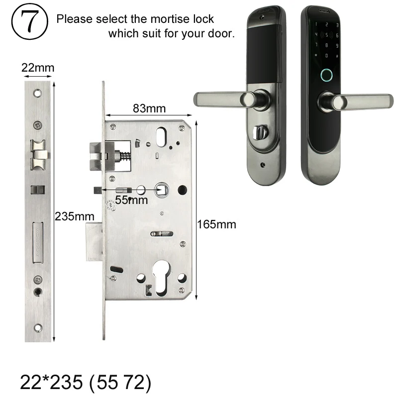 RAYKUBE электронный дверной замок с Биометрическим отпечатком пальца/Bluetooth/цифровой/13,56 МГц IC карта разблокировка без ключа врезной замок - Цвет: Size 7