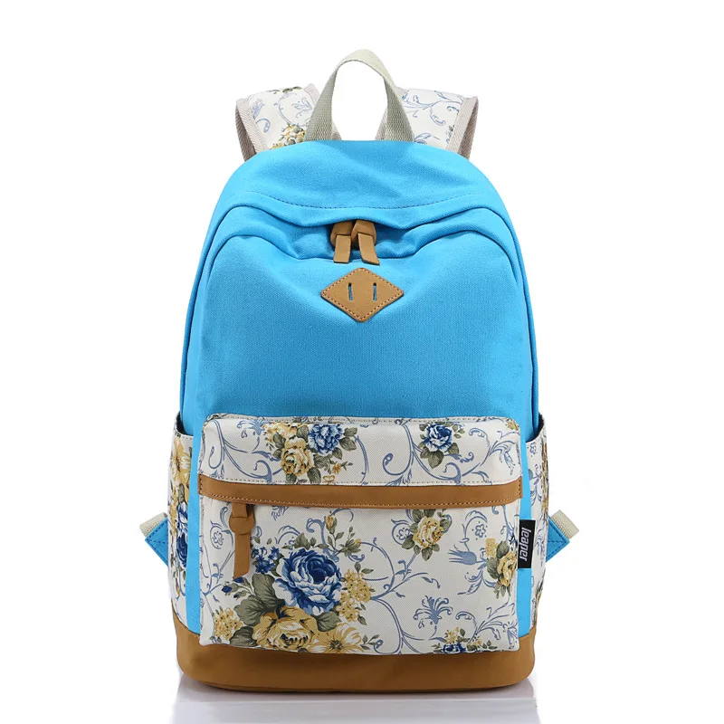 Корейский стиль женский классический рюкзак Холщовый Рюкзак с принтом милые школьные сумки для подростков девочек mochila женская сумка - Цвет: Небесно-голубой