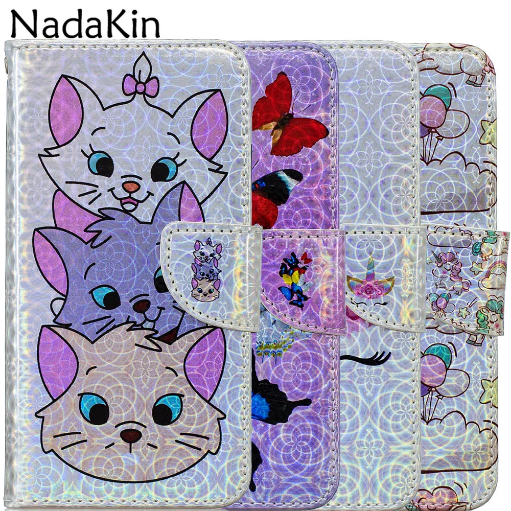 

Luxury Glitter Book Case Shell for Samsung Galaxy S10e S10 S9 S8 Plus S7 Edge J4 Plus J6 2018 Flip Laser Painted Leather Cover