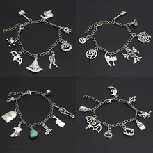 1 шт., шляпа ведьмы, Череп, луна, крест, тыква, языческие подвески, подвеска в стиле Викки, браслет на цепочке, подарок на Хэллоуин для мужчин и женщин