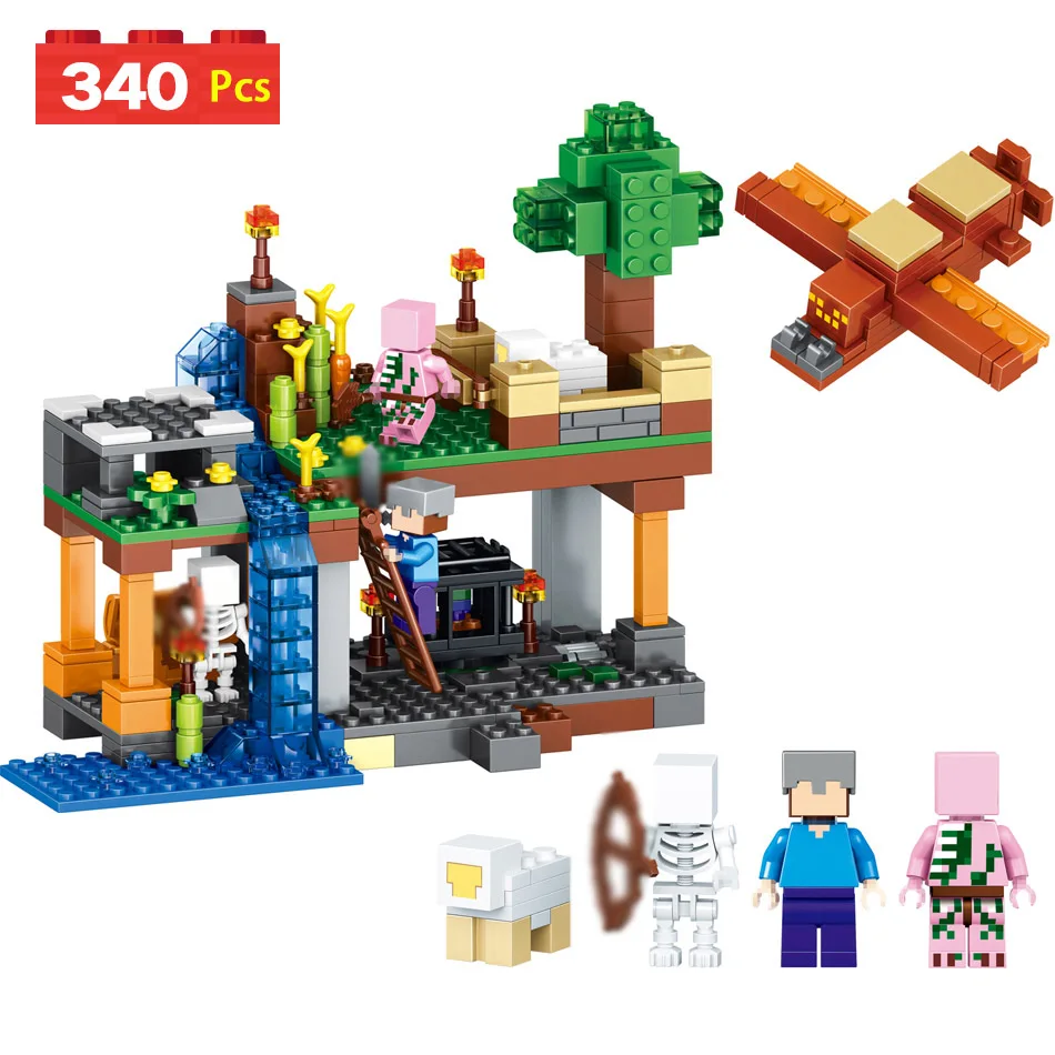 

New Technic Compatible With LegoINGLYS Minecrafted Helvetia World Building Blocks Enlightening Bricks DIY Toys For Children
