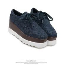 Женская обувь на платформе; сезон весна-осень; парусиновая обувь на плоской подошве