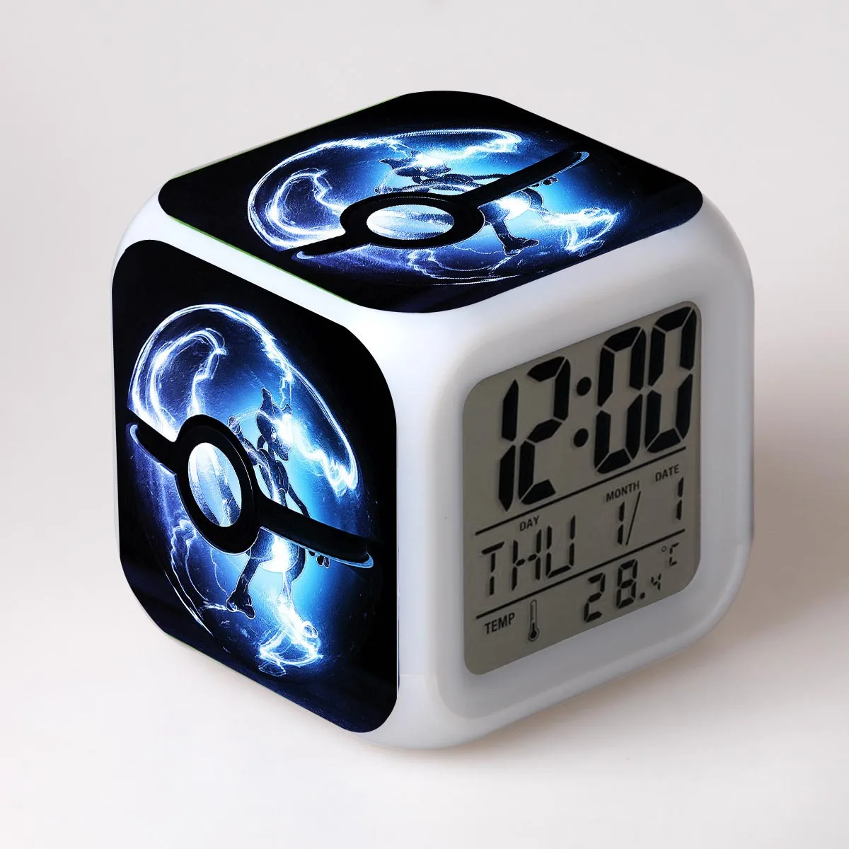 Милый мультфильм детский будильник светодиодный карманный Монстры Покемон 3D украшения детской комнаты цифровые настольные часы с термометром - Цвет: 14