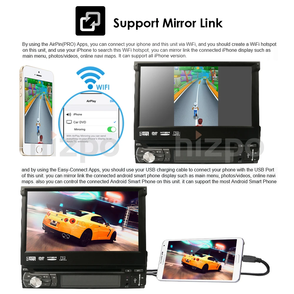 Clearance 4G 1G RAM 1 Din Android 9.0 Quad 4 Core Car DVD Player For Universal GPS Navigation Stereo Radio WIFI MP3 Audio USB SWC RDS Cam 8