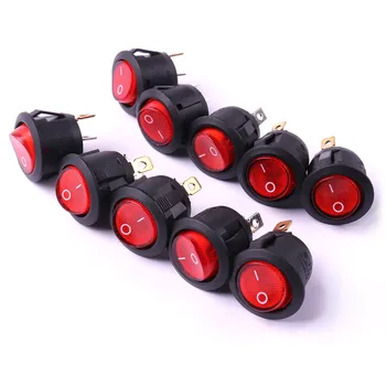 

10X AC 12 V 6A Round ON / OFF Rocker Toggle Switch Button Triangle Pole Black/Red