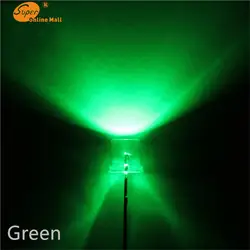 1000 шт. зеленый светодиод 5 мм с плоской верхней Широкий формат urtal Яркий свет лампы F5mm светящиеся Диоды Активные компоненты
